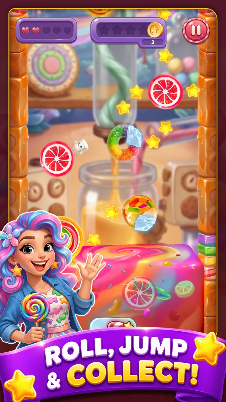 Gummy Wheels screenshot: roll, jump and collect