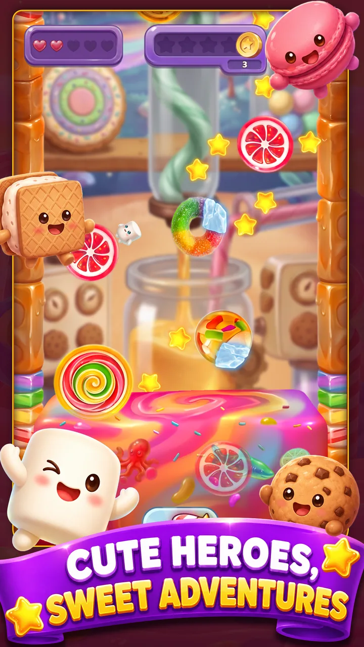 Gummy Wheels screenshot: cute heroes, sweet adventures